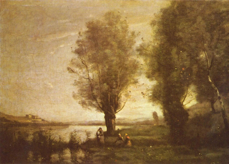 El reposo bajo los sauces - Jean-Baptiste Camille Corot