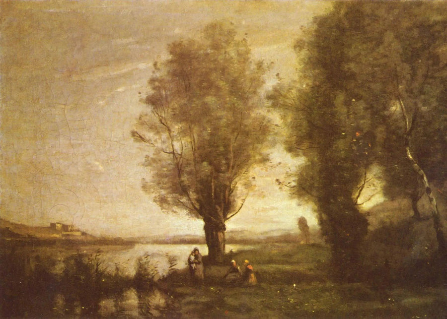 El reposo bajo los sauces - Jean-Baptiste Camille Corot