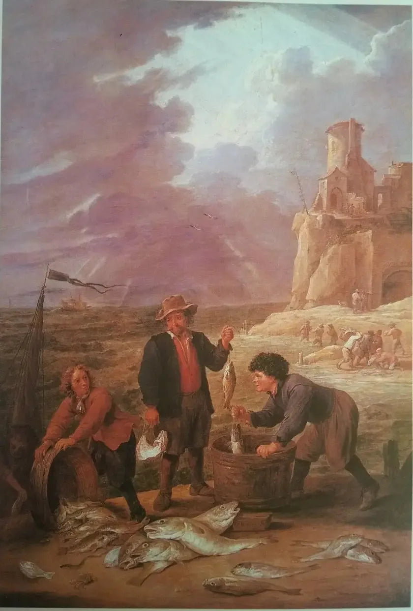 El regreso de los pescadores con sus capturas - David Teniers el Joven
