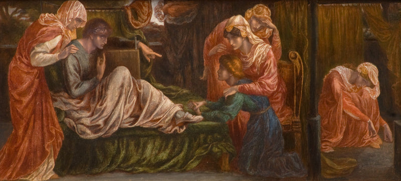 El sueño de Dante el día de la muerte de Beatriz (predela, panel derecho) - Dante Gabriel Rossetti