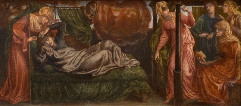 El sueño de Dante el día de la muerte de Beatriz (predela, panel izquierdo) - Dante Gabriel Rossetti