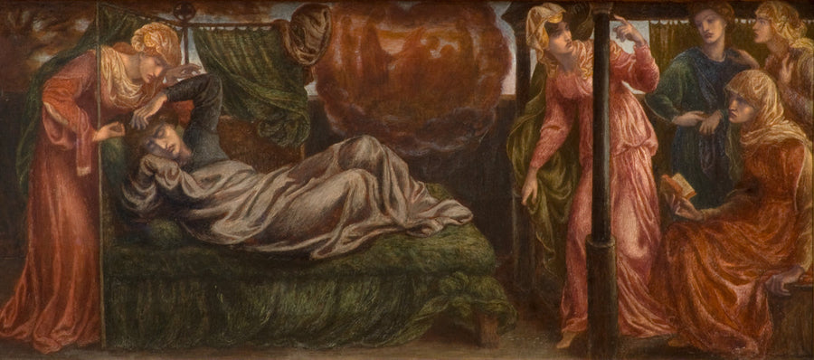 El sueño de Dante el día de la muerte de Beatriz (predela, panel izquierdo) - Dante Gabriel Rossetti