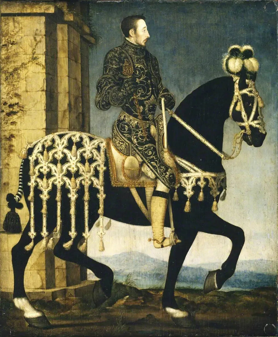 El rey Enrique II, rey de Francia (1519-1559) a caballo - François Clouet