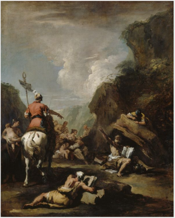 El rey Jerón II de Siracusa pide a Arquímedes que fortifique la ciudad - Sebastiano Ricci