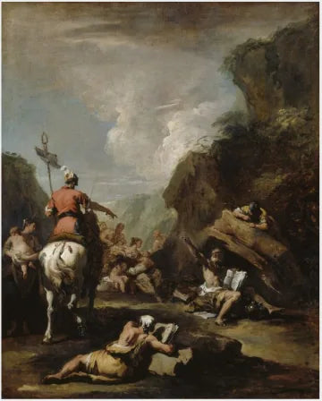El rey Jerón II de Siracusa pide a Arquímedes que fortifique la ciudad - Sebastiano Ricci