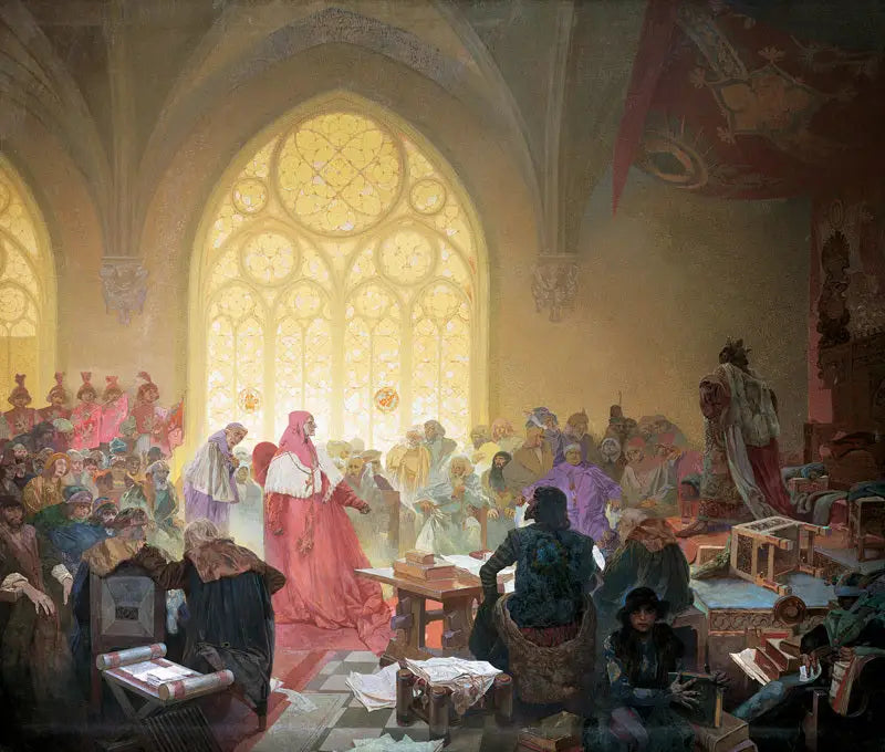 El rey husita Jiří z Poděbrad - Alphonse Mucha