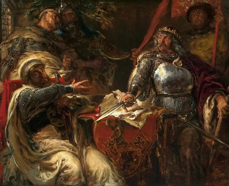 El Rey Ladislas el Breve rompe los acuerdos con los caballeros teutónicos en Brześć Kujawski. - Jan Matejko