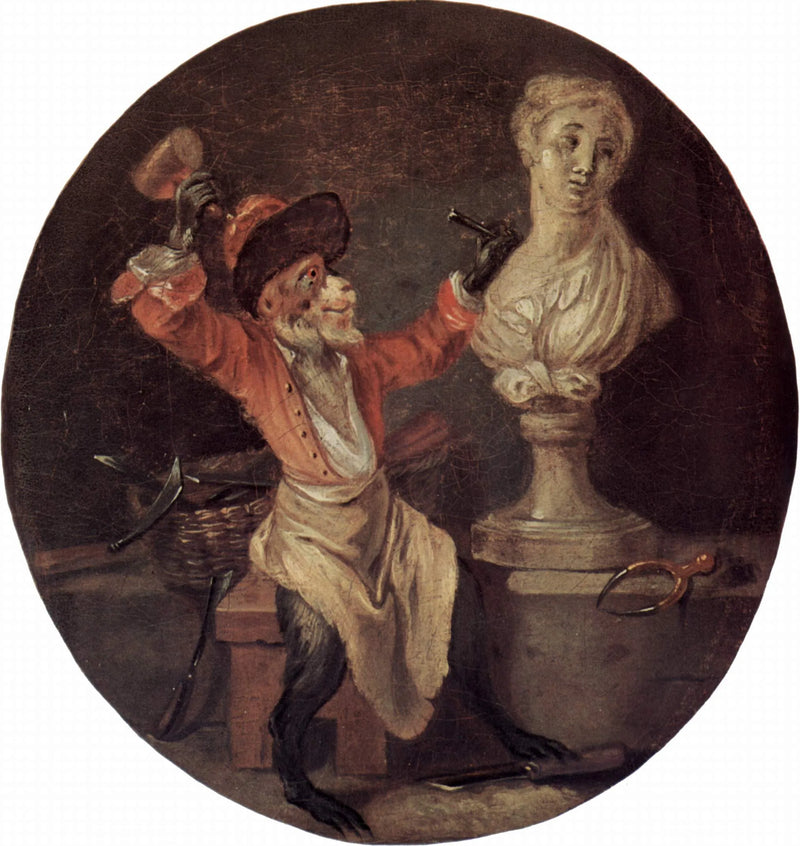 El Mono escultor - Antoine Watteau