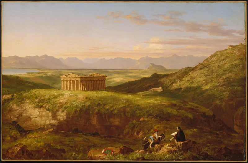 El Templo de Ségeste con el artista dibujando - Thomas Cole