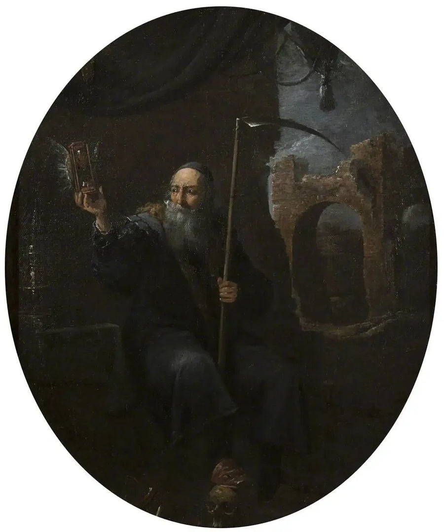 El tiempo como un anciano con una guadaña y un reloj de arena alado - David Teniers el Joven