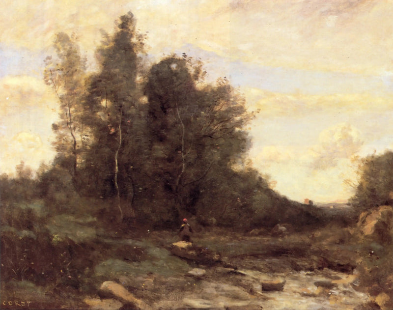 La torrentera pedregosa (Crepúsculo) - Jean-Baptiste Camille Corot