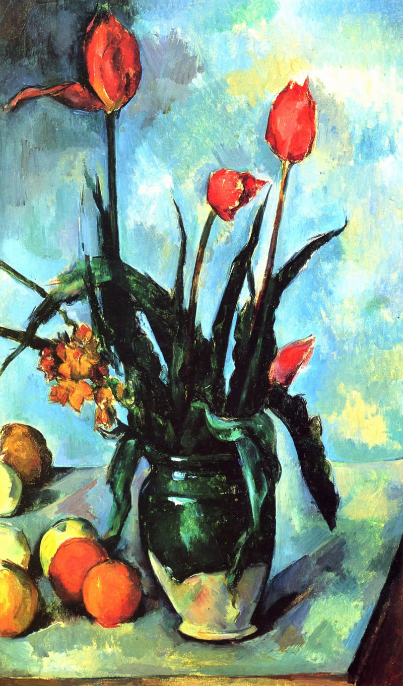 El Jarrón de tulipanes - Paul Cézanne