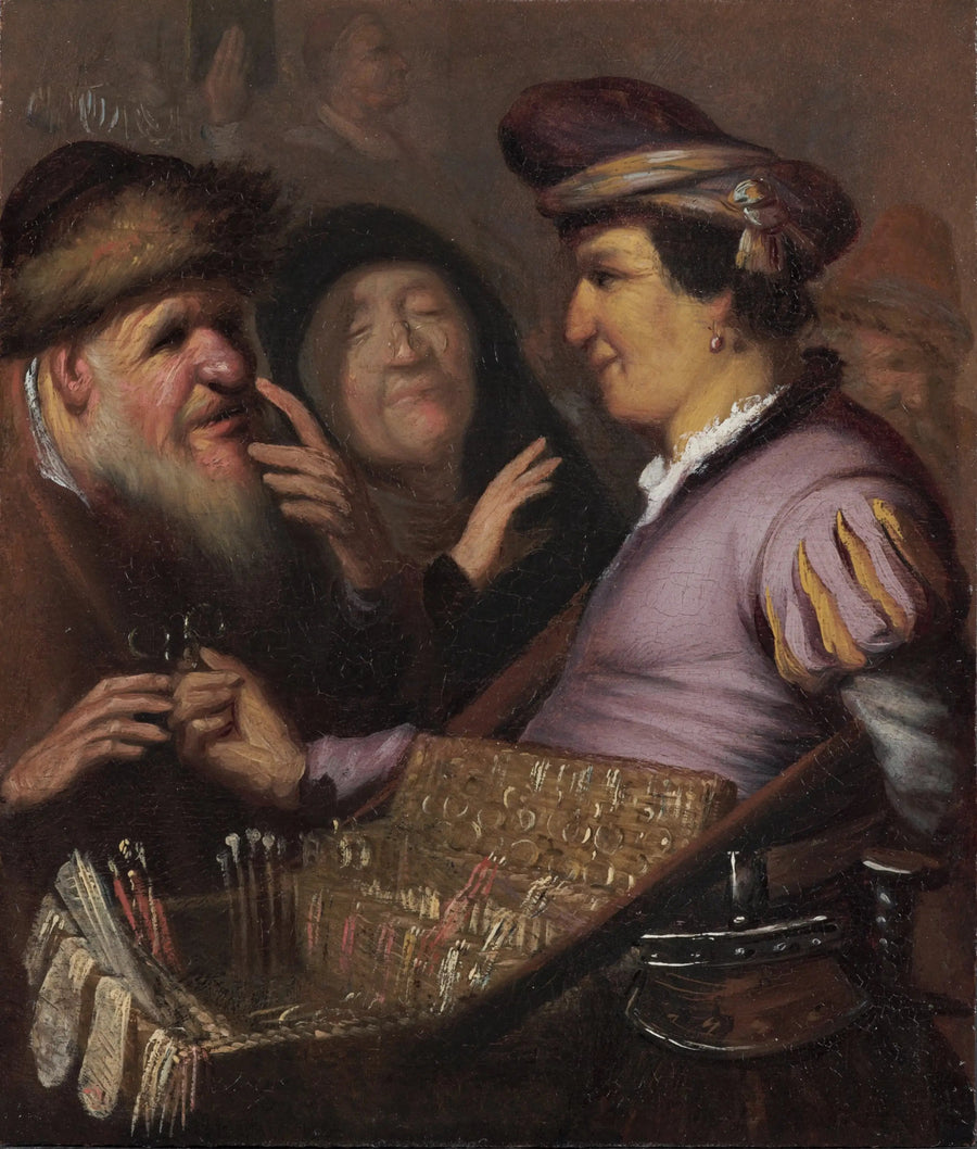 El vendedor de gafas (Un vendedor ambulante vendiendo gafas, Vista) - Rembrandt