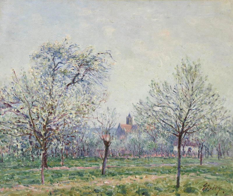 El huerto en Moret-sur-Loing, primavera - Alfred Sisley