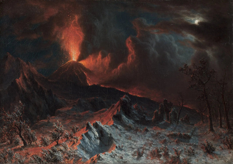 El Vesubio a medianoche - Albert Bierstadt