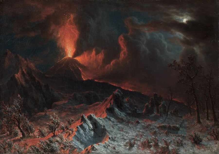 El Vesubio a medianoche - Albert Bierstadt