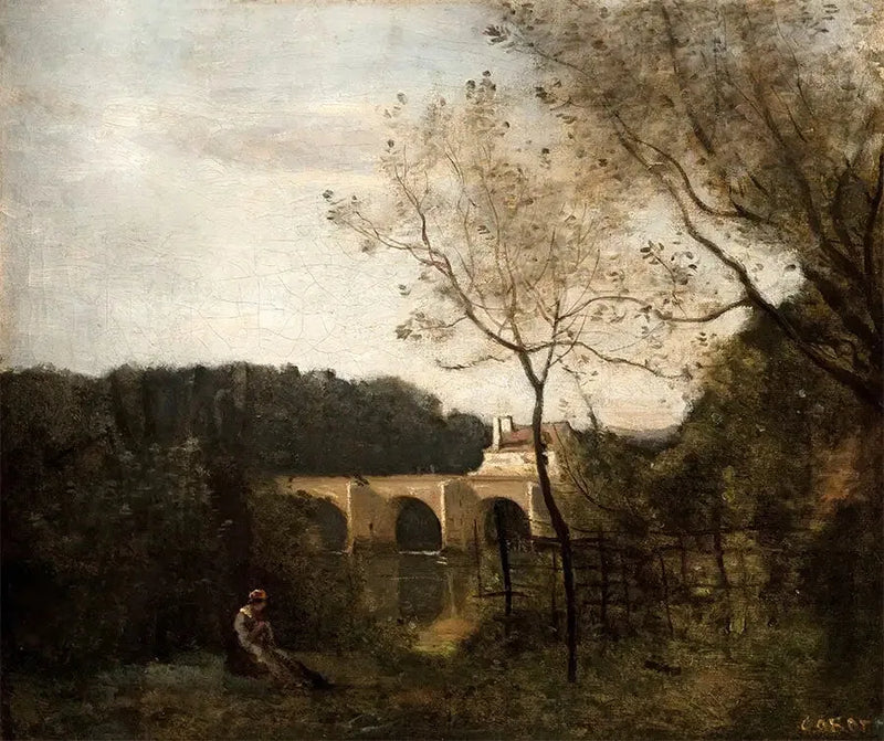El viejo puente en Mantes - Jean-Baptiste Camille Corot