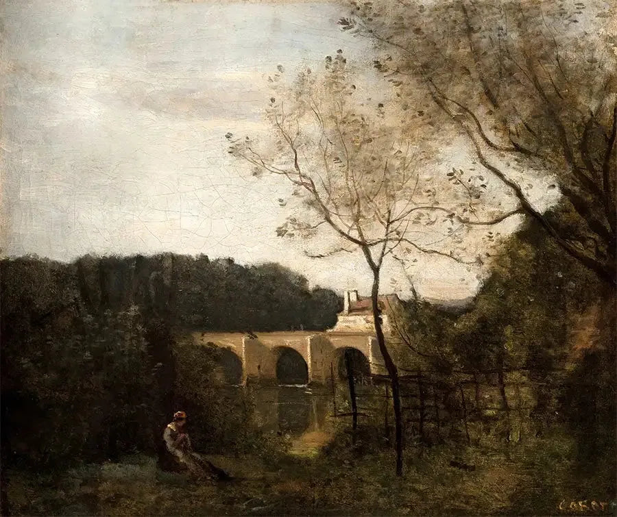 El viejo puente en Mantes - Jean-Baptiste Camille Corot