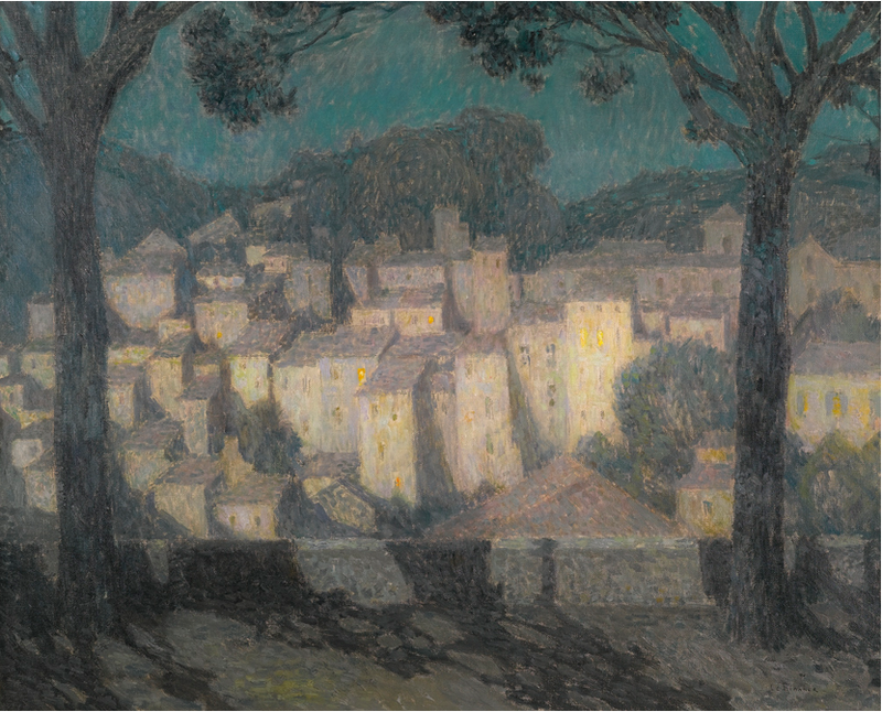 El pueblo a la luz de la luna (representación de Bormes-les-Mimosas) - Henri Le Sidaner