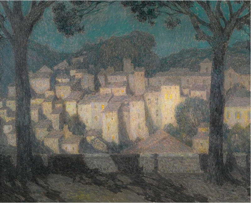 El pueblo a la luz de la luna (representación de Bormes-les-Mimosas) - Henri Le Sidaner