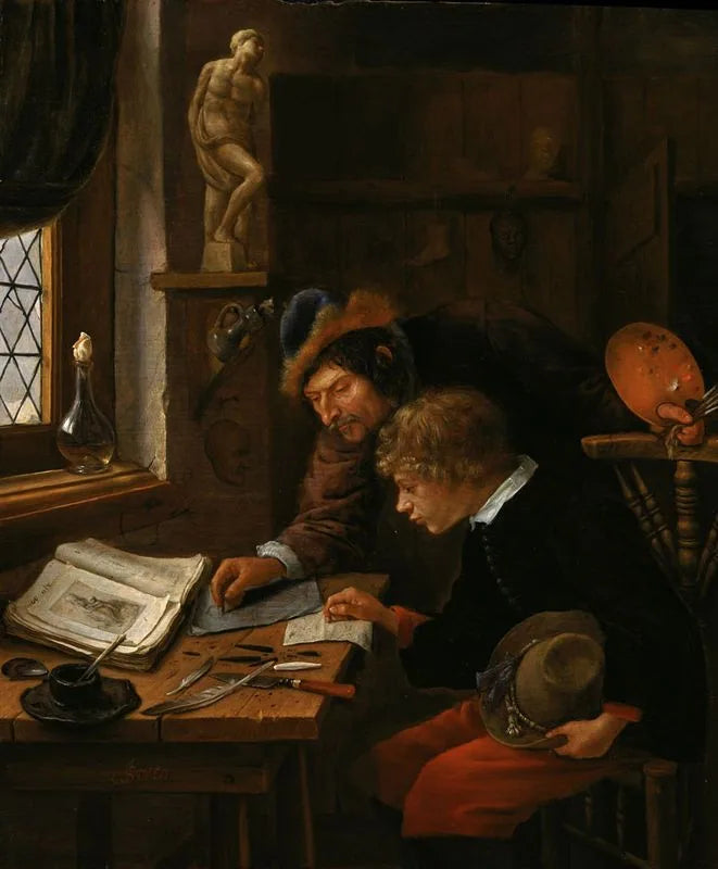 Leçon de dessin pour un garçon tenant un chapeau - Jan Steen