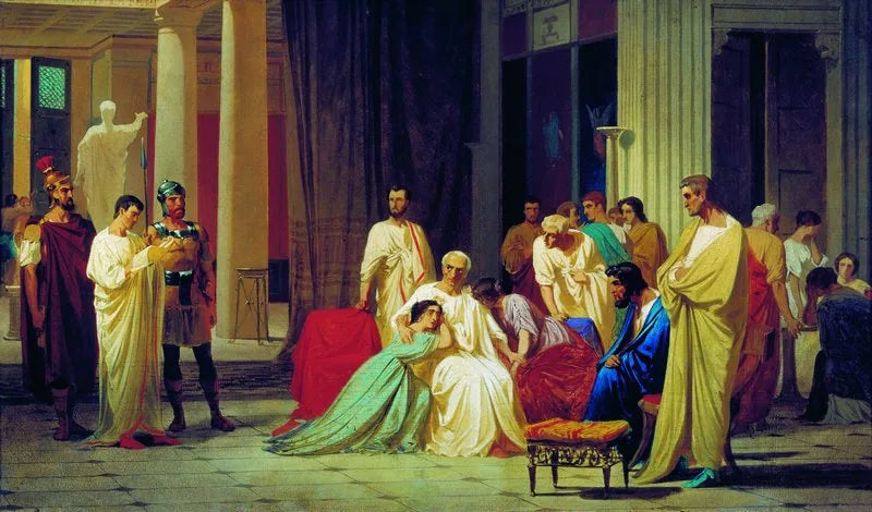 Lecture de la sentence de mort à Thrasea Paetus - Fyodor Bronnikov image 1 copie peinte à la main à l’huile