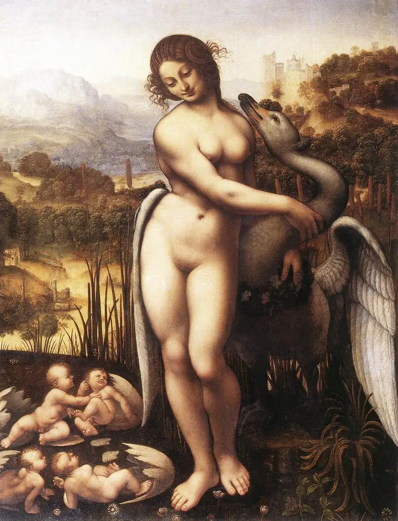 Reproduction du tableau « Léda et le Cygne - Léonard de Vinci » par Alpha Reproduction en peinture à l’huile