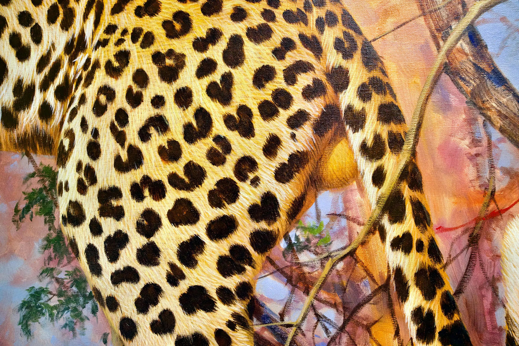 Léopard dans un arbre | 150 x 100 cm image 9 copie de tableau peinte à la main