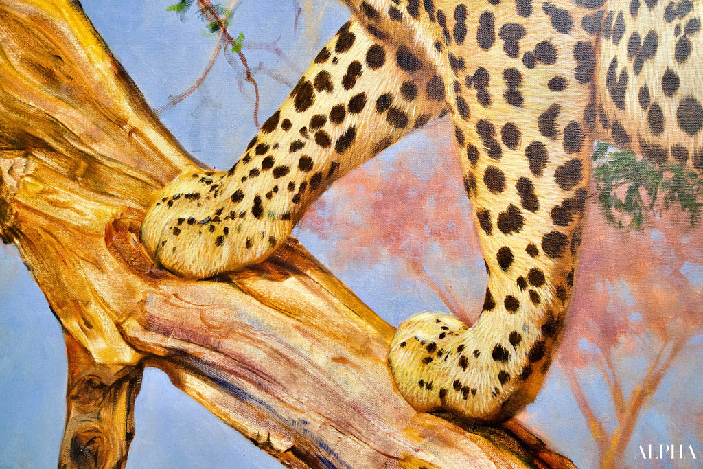 Léopard dans un arbre | 150 x 100 cm Reproductions de tableaux à la peinture à l’huile