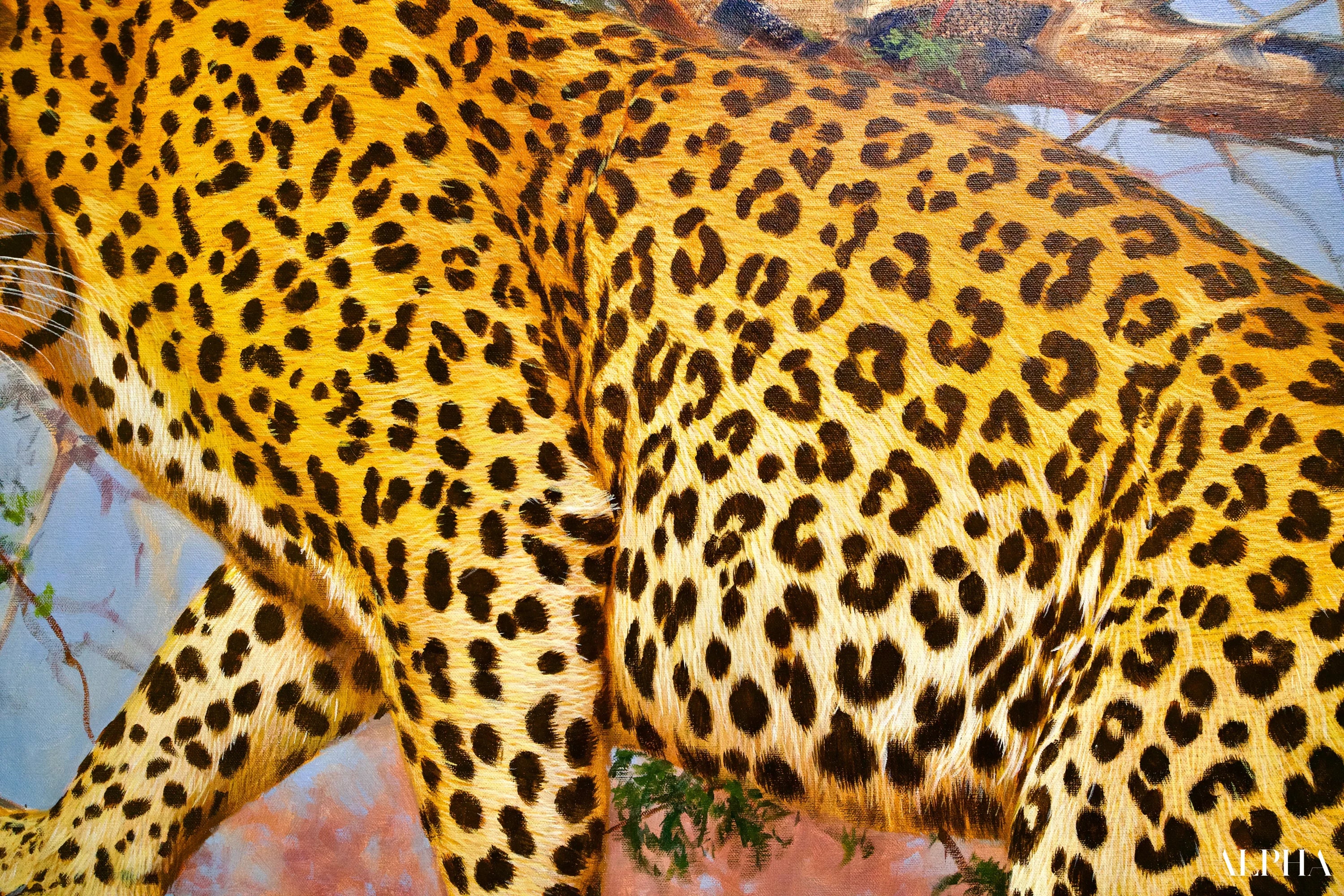 Léopard dans un arbre | 150 x 100 cm Reproductions de tableaux à la peinture à l’huile