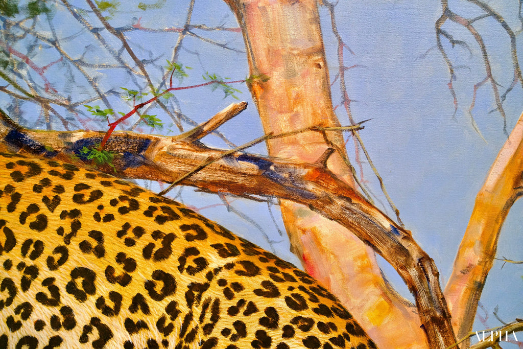 Léopard dans un arbre | 150 x 100 cm Reproductions de tableaux à la peinture à l’huile