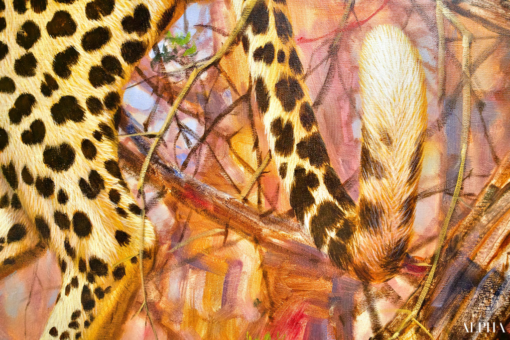 Léopard dans un arbre | 150 x 100 cm Reproductions de tableaux à la peinture à l’huile