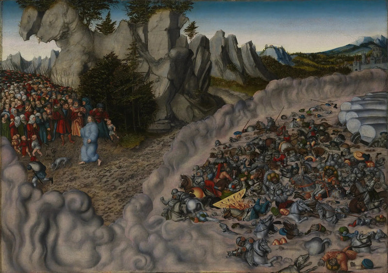 Los ejércitos del Faraón hundidos en el Mar Rojo - Lucas Cranach el Viejo