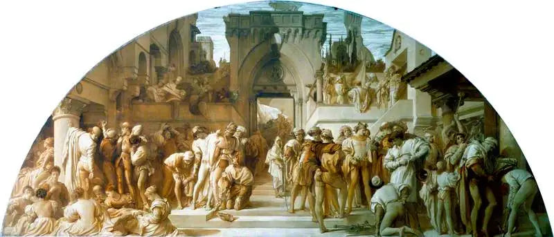 Las artes de la industria aplicadas a la guerra (dibujo para una pintura mural en el Victoria and Albert Museum) - Frederic Leighton