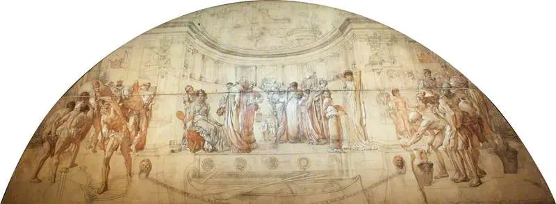 Las artes de la industria aplicadas a la paz (dibujo a tamaño real para una pintura mural en el Victoria and Albert Museum) - Frederic Leighton