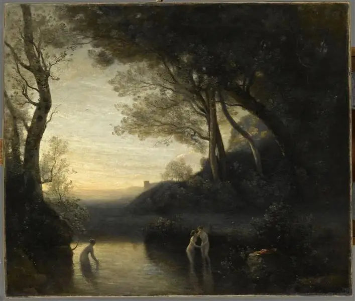 Las bañistas de Bellinzone. Efecto de la tarde - Jean-Baptiste Camille Corot