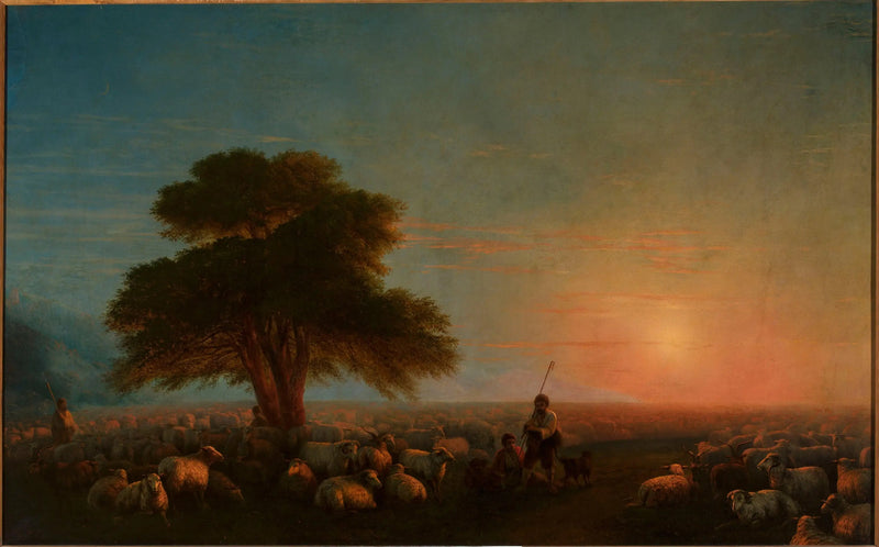 Los pastores con un rebaño de ovejas. - Ivan Aïvazovski