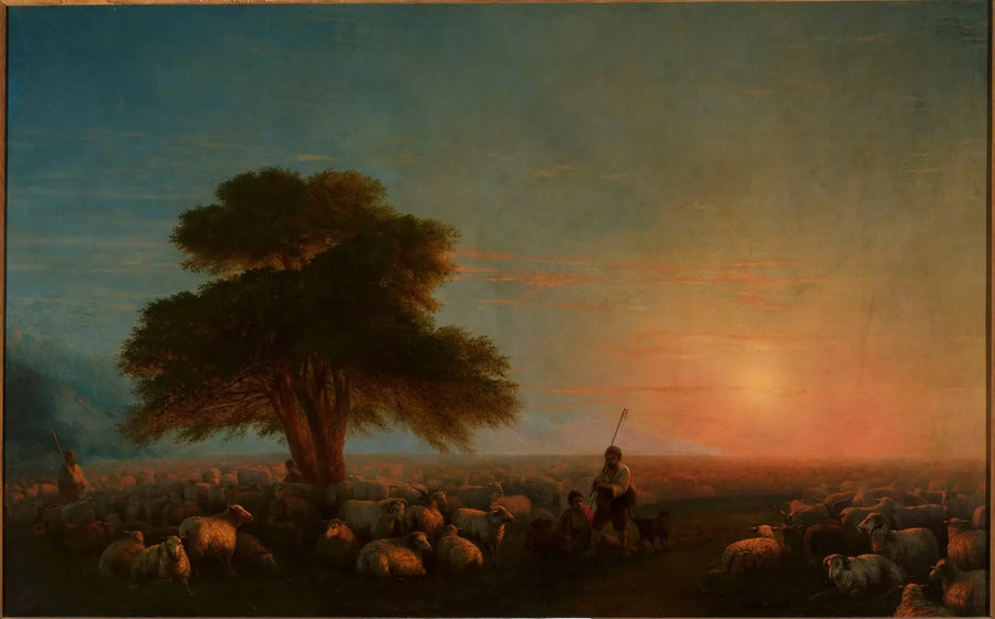 Los pastores con un rebaño de ovejas. - Ivan Aïvazovski