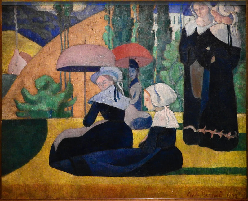 Las Bretones con sombrillas - Émile Bernard