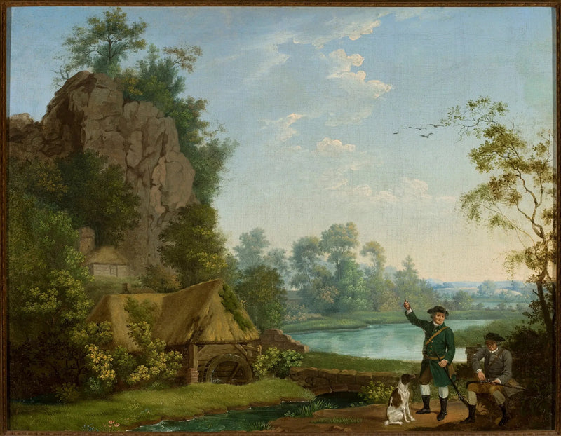 Los cazadores cerca del molino, con vista a Creswell Crags - George Stubbs