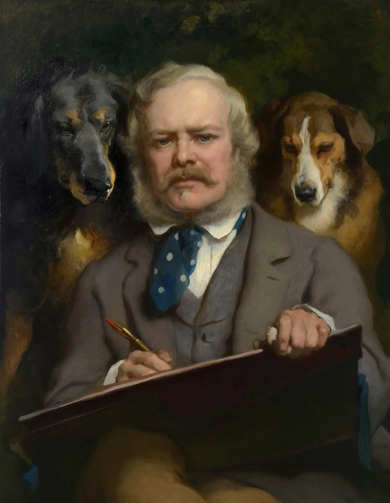 Los Conocedores: Retrato del artista con dos perros - Edwin Henry Landseer