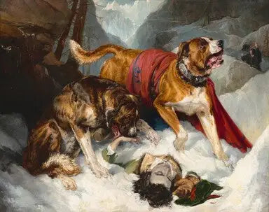 Los Dogos de los Alpes reaniman a un viajero en apuros - Edwin Henry Landseer