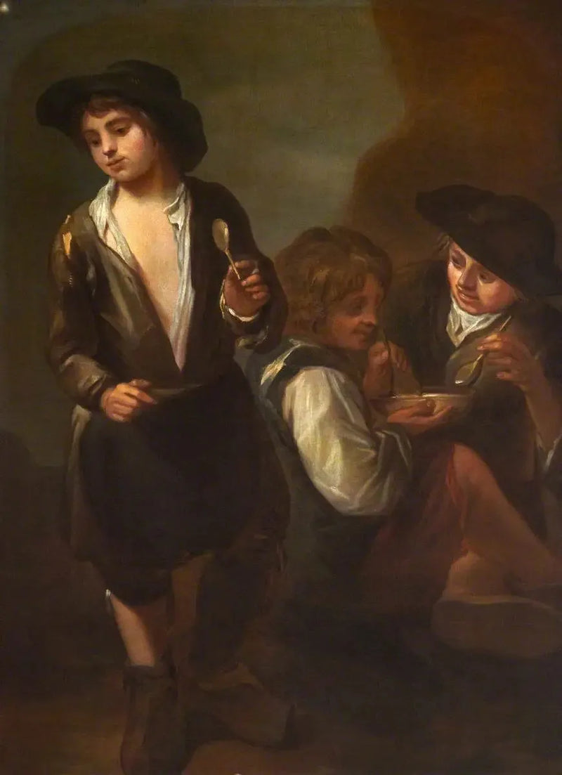 Los niños de la calle comen (diptyque, panel izquierdo) - Bartolomé Esteban Murillo