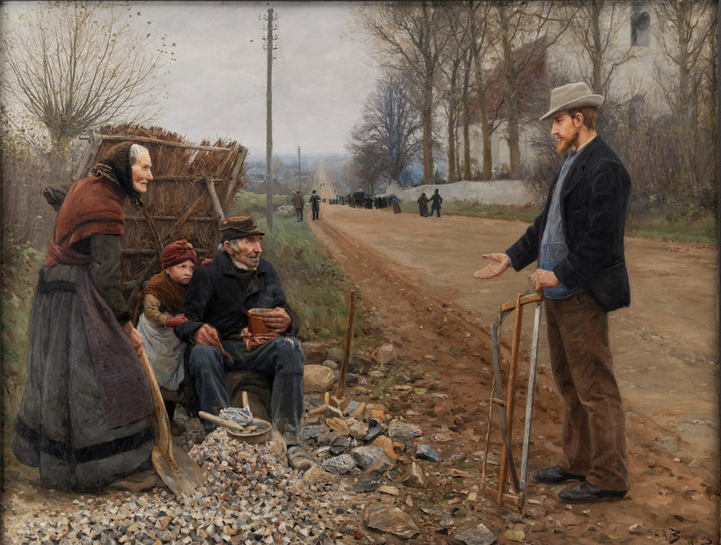 La gente al borde de una carretera - H. A. Brendekilde