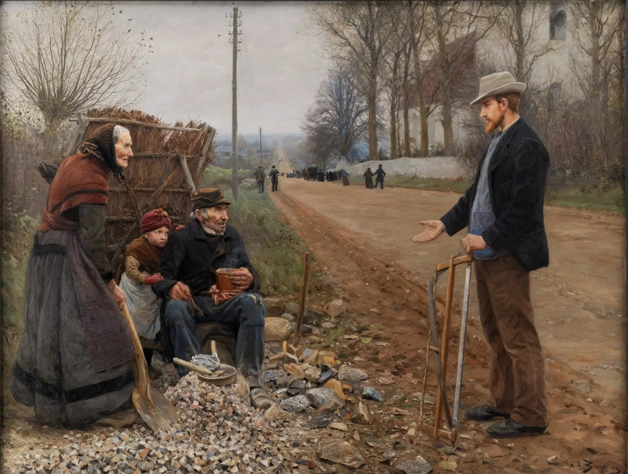 La gente al borde de una carretera - H. A. Brendekilde