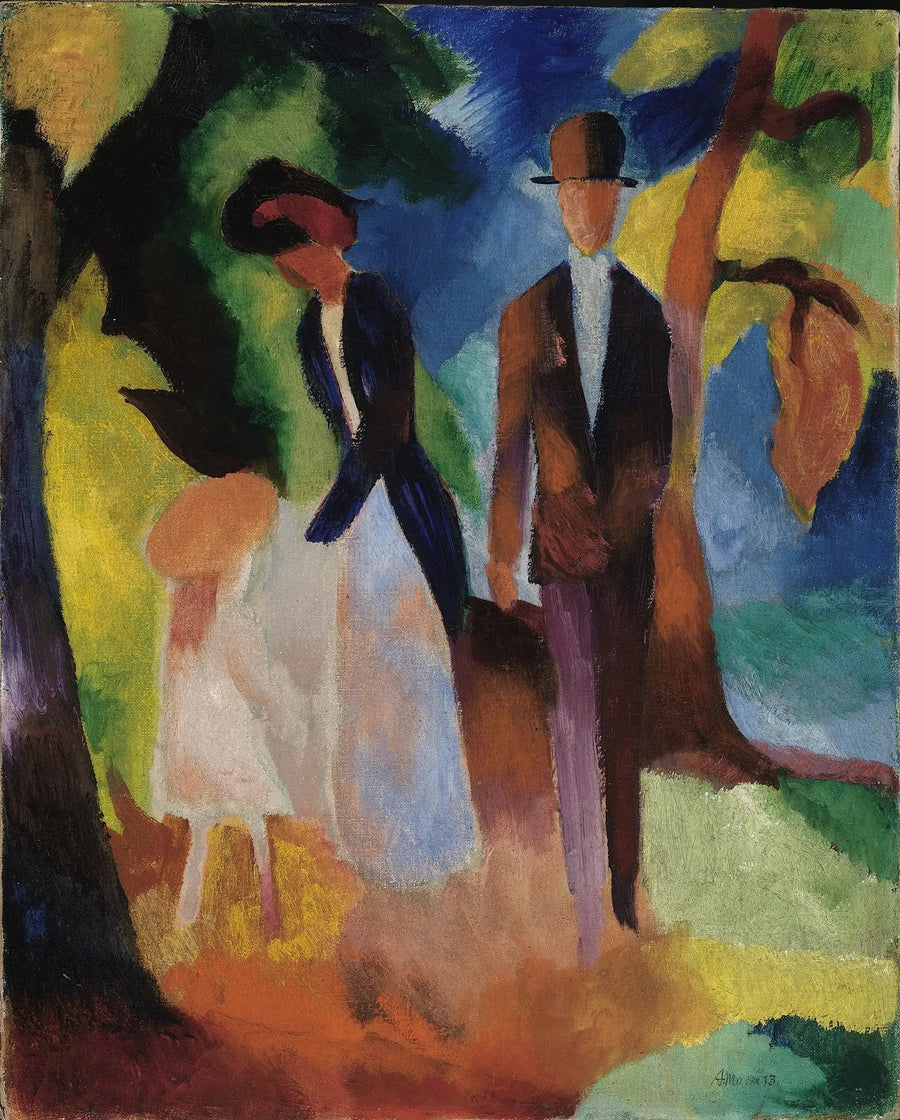 La gente al borde del lago azul - August Macke
