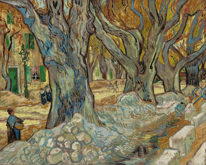Los grandes plátanos (Trabajadores de la carretera en Saint-Rémy) - Vincent van Gogh
