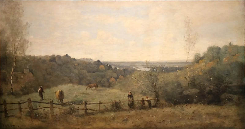 Las alturas de Sèvres. Pradera cercada - Jean-Baptiste Camille Corot