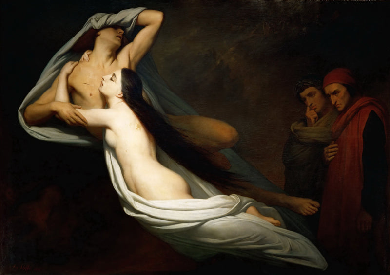 Las Sombras de Francesca da Rimini y de Paolo Malatesta aparecen a Dante y a Virgilio - Ary Scheffer