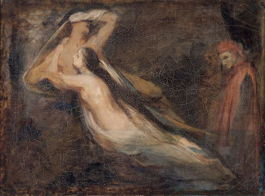 Las sombras de Paolo y Francesca que aparecen en Dante y Virgilio - Ary Scheffer